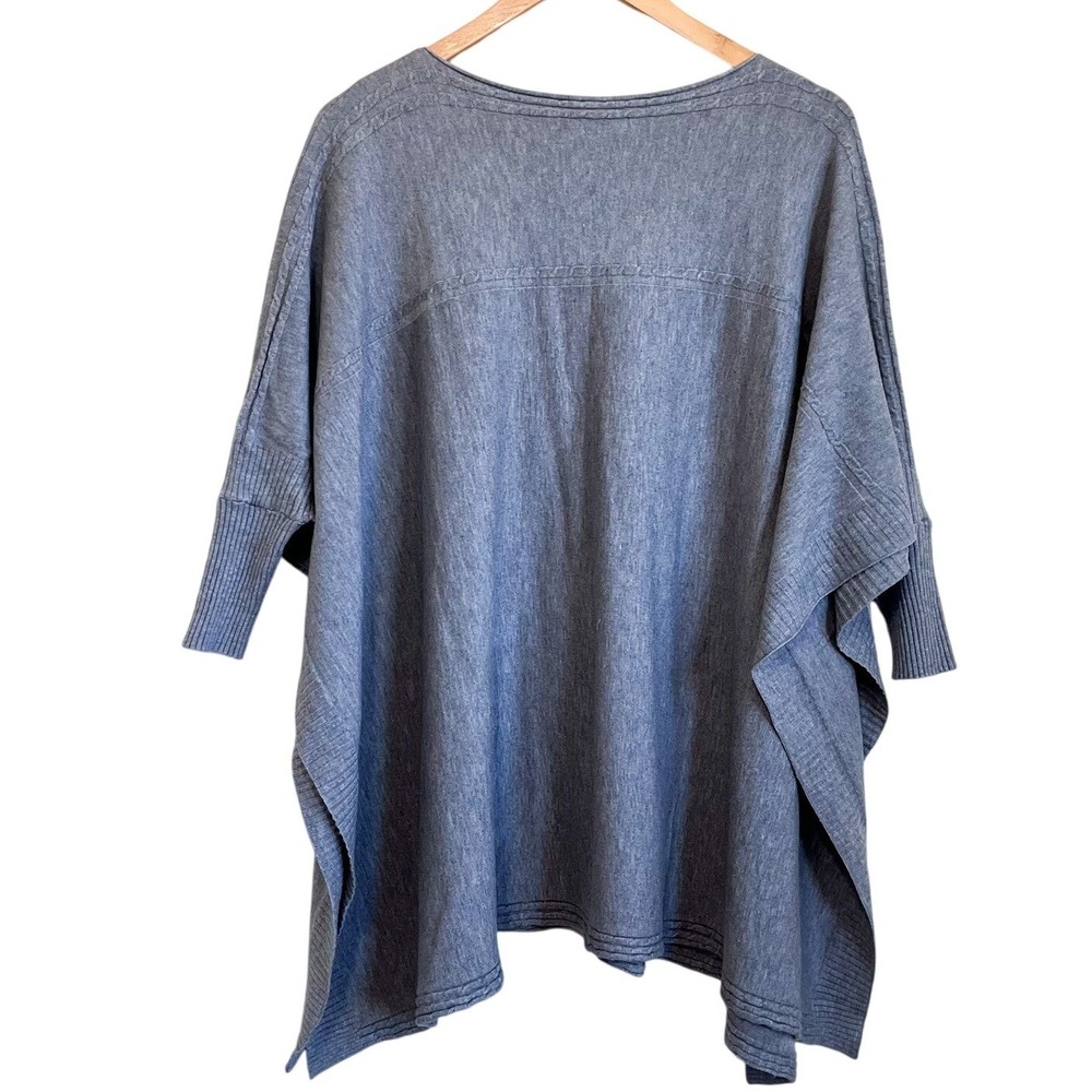 Sisters Womens Lagenlook Shirt Sweater Poncho Size O/S Gray Boxy Oversized Artsy